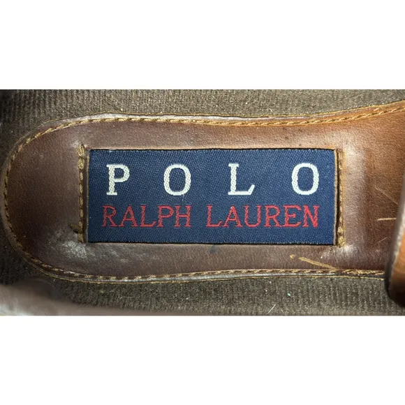 Polo Ralph Lauren Leather Loafers Mens 10 D Brown Boat Shoes Lace Up Preppy Work