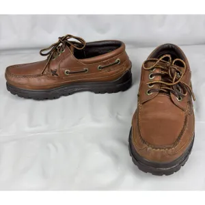Polo Ralph Lauren Leather Loafers Mens 10 D Brown Boat Shoes Lace Up Preppy Work