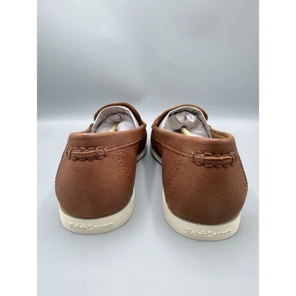 Polo Ralph Lauren Men's Merton Leather Venetian Loafers, Tan, Size 10 D