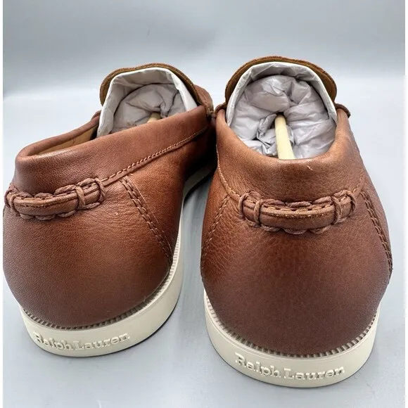 Polo Ralph Lauren Men's Merton Leather Venetian Loafers, Tan, Size 8.5 D