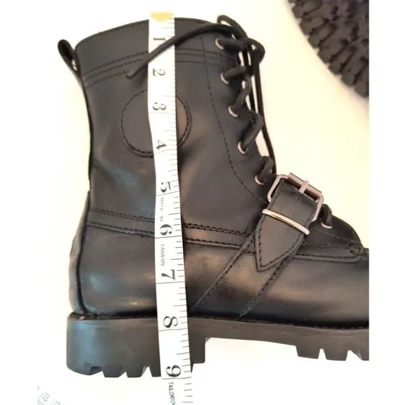 Polo Ralph Lauren Ranger Boots Men’s Size 9.5D Black Leather Buckle Lace Up