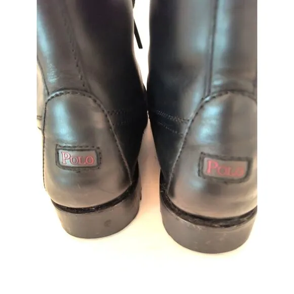 Polo Ralph Lauren Ranger Boots Men’s Size 9.5D Black Leather Buckle Lace Up