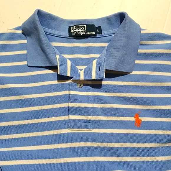 POLO RALPH LAUREN Stripe Knit Short Sleeve Pony Logo Shirt EUC