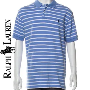 POLO RALPH LAUREN Stripe Knit Short Sleeve Pony Logo Shirt EUC