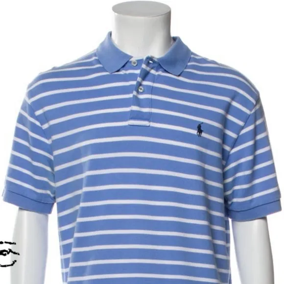 POLO RALPH LAUREN Stripe Knit Short Sleeve Pony Logo Shirt EUC