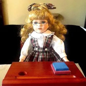 PORCELAIN DOLL “READY FOR SCHOOL DAYS” EUC