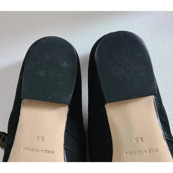 POUR LA VICTOIRE ZANDRA Woman's MONK STRAP Loafers FLATS Black Shoes Sz 8.5