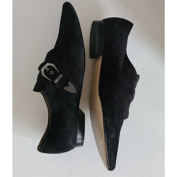 POUR LA VICTOIRE ZANDRA Woman's MONK STRAP Loafers FLATS Black Shoes Sz 8.5