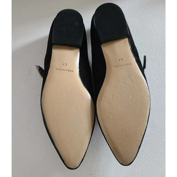 POUR LA VICTOIRE ZANDRA Woman's MONK STRAP Loafers FLATS Black Shoes Sz 8.5