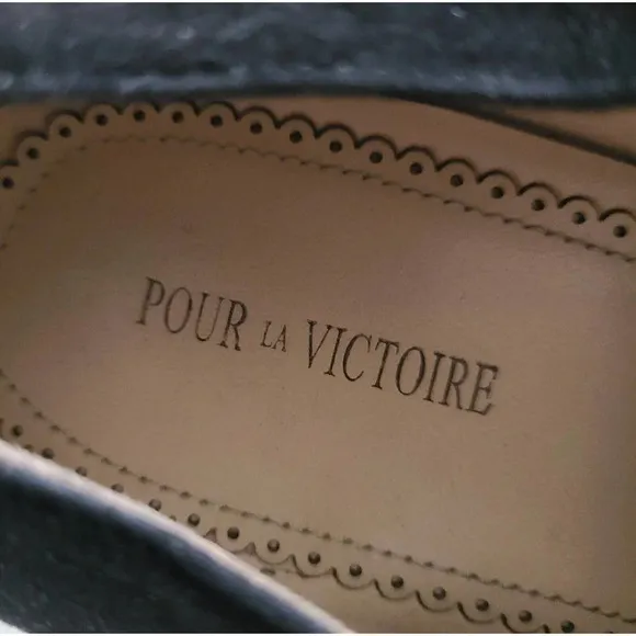 POUR LA VICTOIRE ZANDRA Woman's MONK STRAP Loafers FLATS Black Shoes Sz 8.5