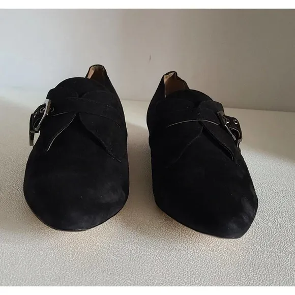 POUR LA VICTOIRE ZANDRA Woman's MONK STRAP Loafers FLATS Black Shoes Sz 8.5