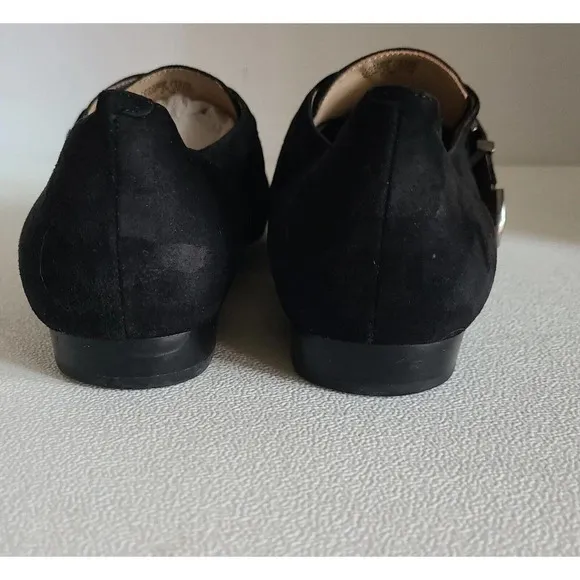POUR LA VICTOIRE ZANDRA Woman's MONK STRAP Loafers FLATS Black Shoes Sz 8.5