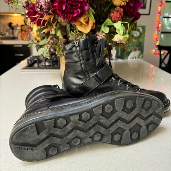 Prada Leather Lace up boots