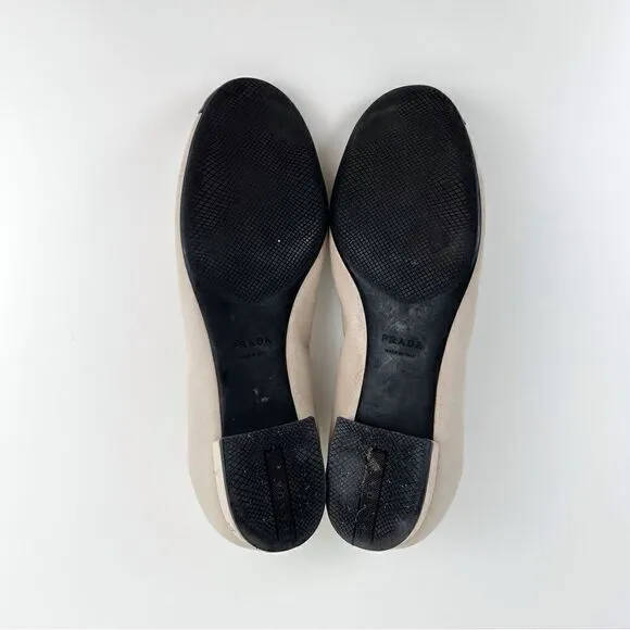 Prada Round Toe Patent Leather Ballet Flats Sz 36