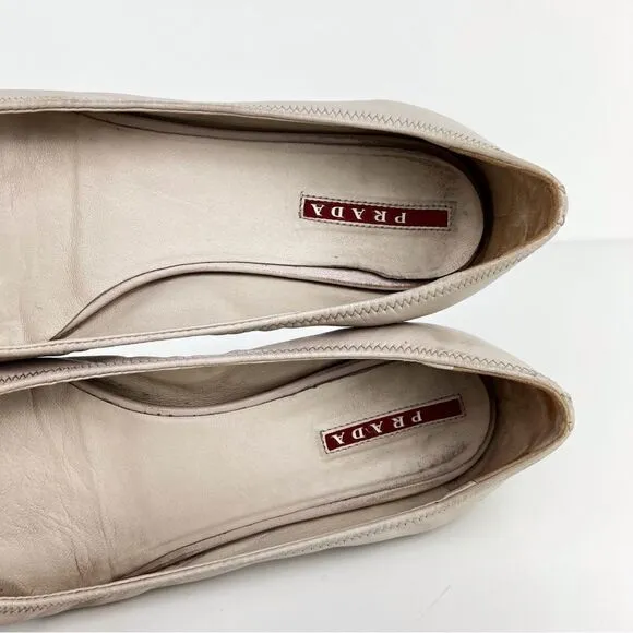 Prada Round Toe Patent Leather Ballet Flats Sz 36