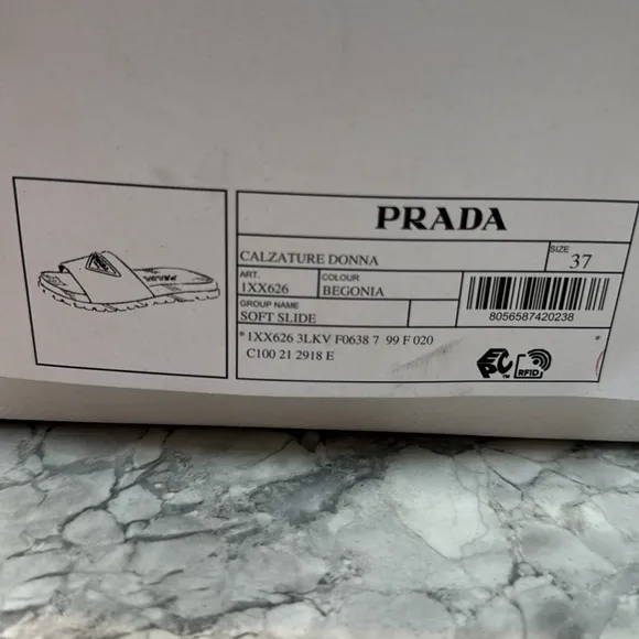 Prada Women's Pink pool Slides 37 new withentic
