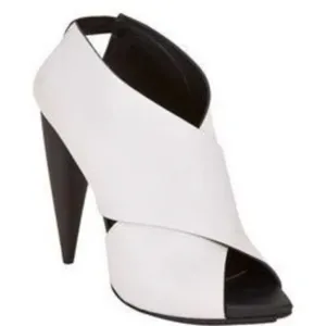 Proenza Schouler White Criss Cross Strap Black Platform Heels Sandals $895 37