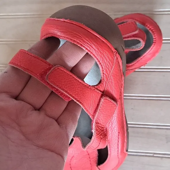 Propet Ortholite Pebbled Leather Red Mary-Jane Adjustable Comfort Shoes Sz 7.5 W