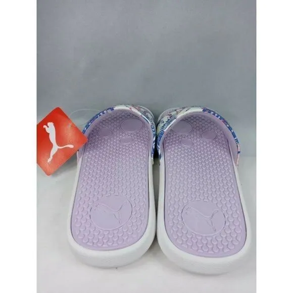 PUMA Cool Cat. Women's Size 8 Island Daze with Purple Logo Comfort Slide Sandals