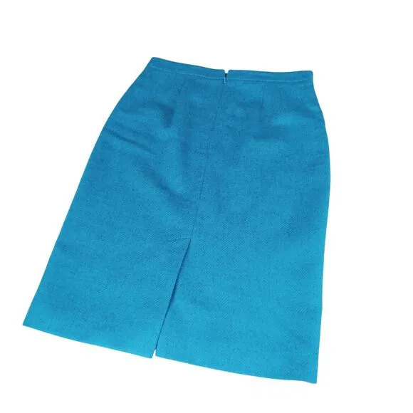 Pure Collection Teal Moon Wool Pencil Skirt | Classic Workwear | UK Tailoring