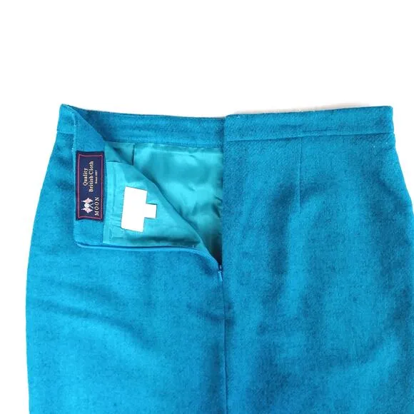 Pure Collection Teal Moon Wool Pencil Skirt | Classic Workwear | UK Tailoring