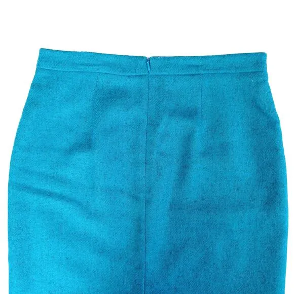 Pure Collection Teal Moon Wool Pencil Skirt | Classic Workwear | UK Tailoring