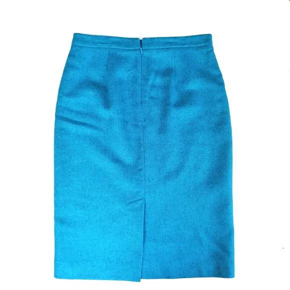 Pure Collection Teal Moon Wool Pencil Skirt | Classic Workwear | UK Tailoring