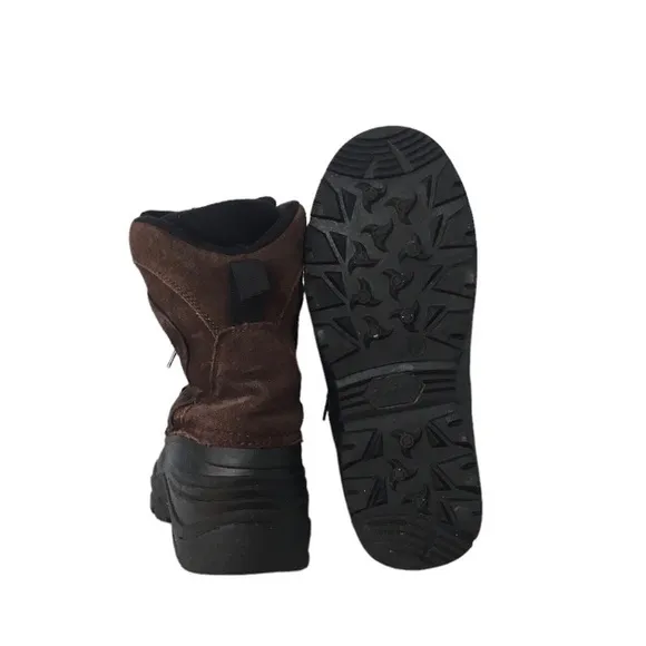 Quest Leather Lining Faux Fur Brown and Black Winter Waterproof Boots 9