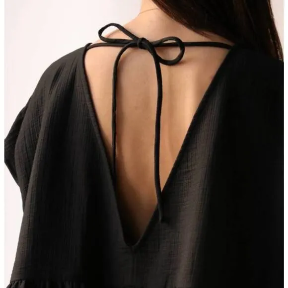 Rachel Comey Casa Dress Black Oversized Sleeveless Midi Baby Doll XS/S