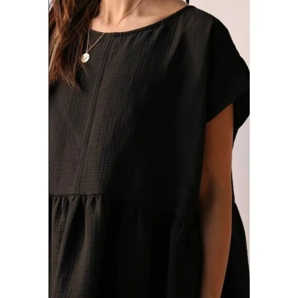 Rachel Comey Casa Dress Black Oversized Sleeveless Midi Baby Doll XS/S