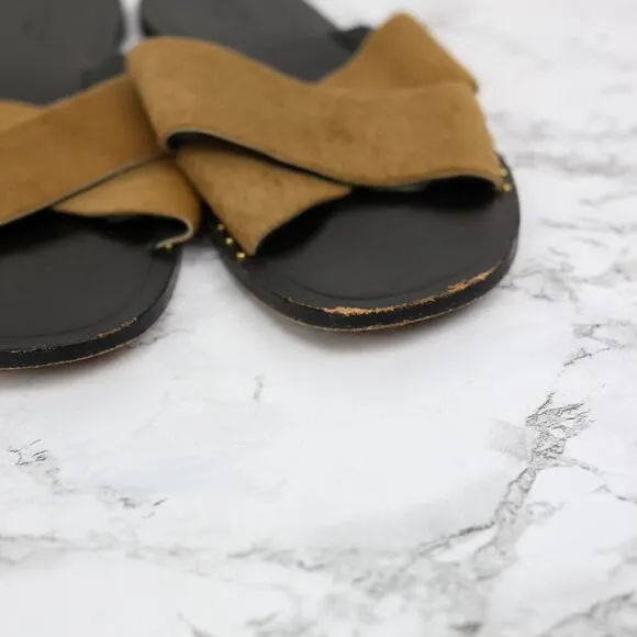 Rag &amp; Bone Keaton Tan Pony Hair Slide Sandals Size  38/8 Women's