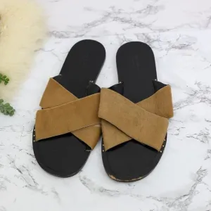 Rag &amp; Bone Keaton Tan Pony Hair Slide Sandals Size  38/8 Women's