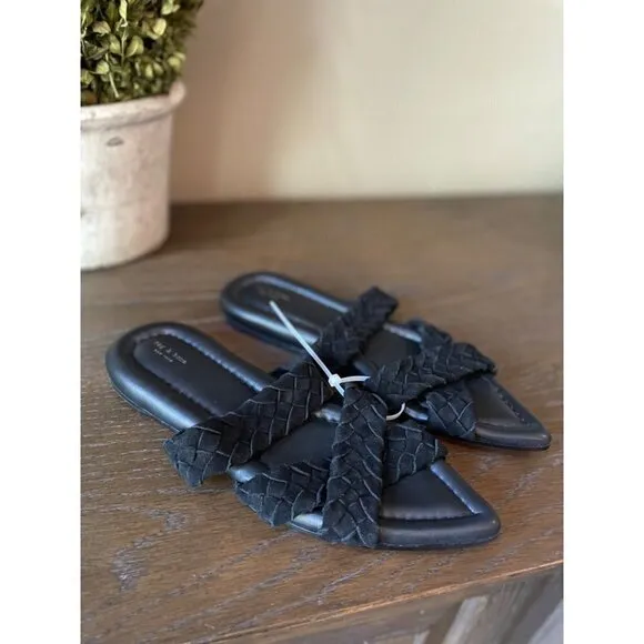 RAG &amp; BONE Lewis Pointed Toe Slide Sandal Black Womens Size 7