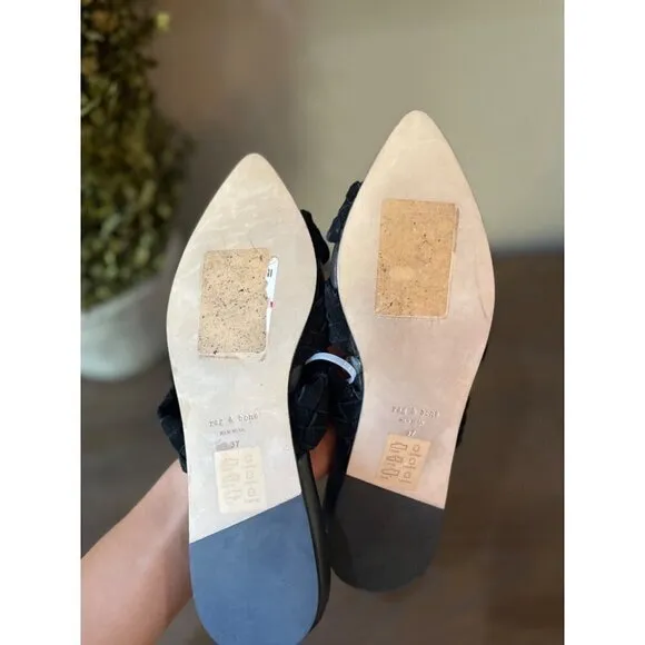 RAG &amp; BONE Lewis Pointed Toe Slide Sandal Black Womens Size 7