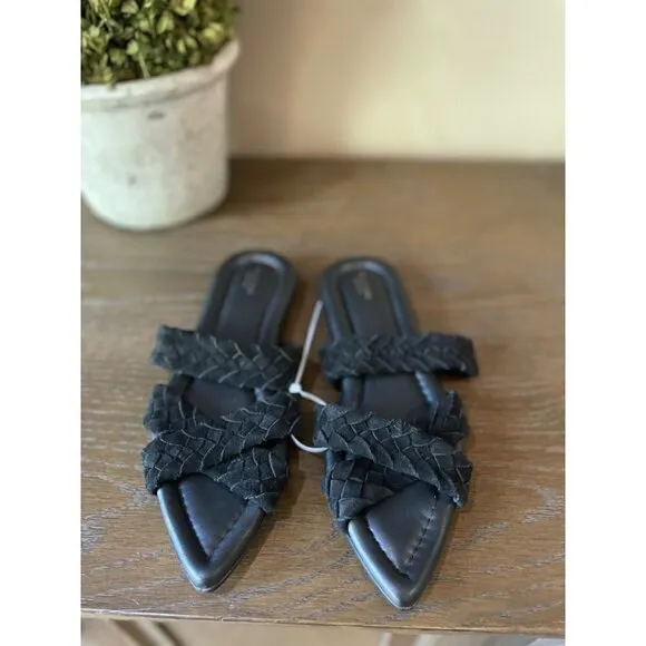 RAG &amp; BONE Lewis Pointed Toe Slide Sandal Black Womens Size 7