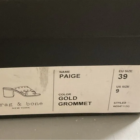 Rag &amp; Bone Paige Crisscross Gold Slide Sandals Size 39/9