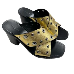 Rag &amp; Bone Paige Crisscross Gold Slide Sandals Size 39/9
