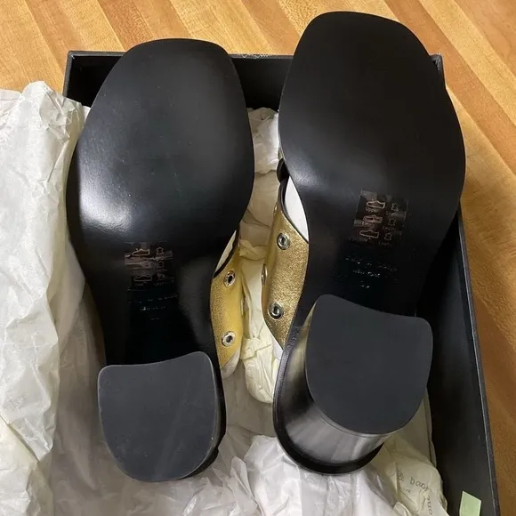 Rag &amp; Bone Paige Crisscross Gold Slide Sandals Size 39/9