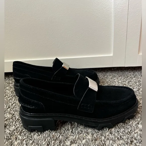 Rag &amp; Bone Women’s New Black Suede Shiloh 2.0 Lug Loafers Size 9‎