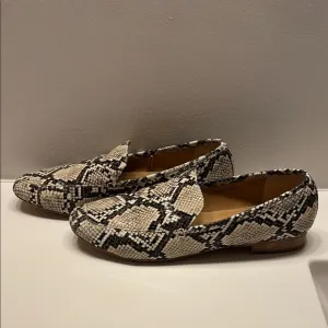 Rag and Co Cream and Brown Snakeskin pattern Flats