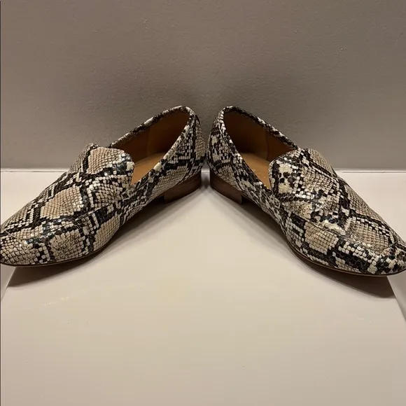 Rag and Co Cream and Brown Snakeskin pattern Flats