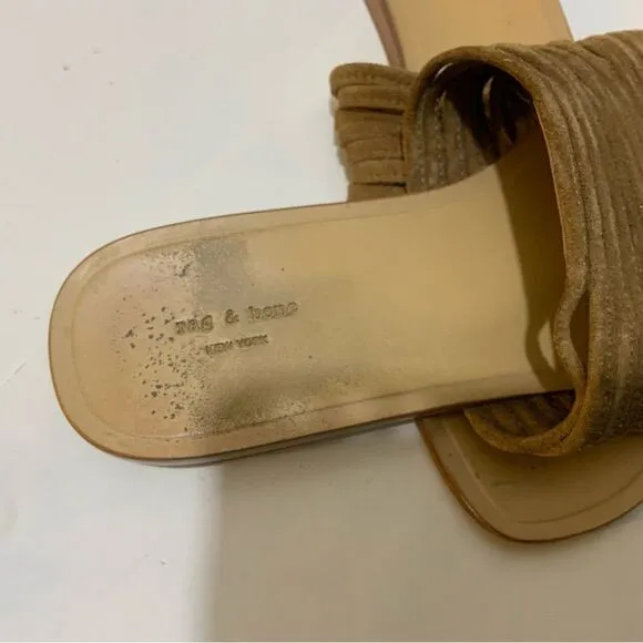 rag &amp; bone Cameron Slide Suede Sandals Size 38