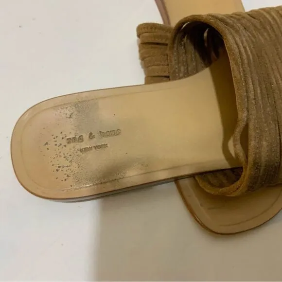 rag &amp; bone Cameron Slide Suede Sandals Size 38