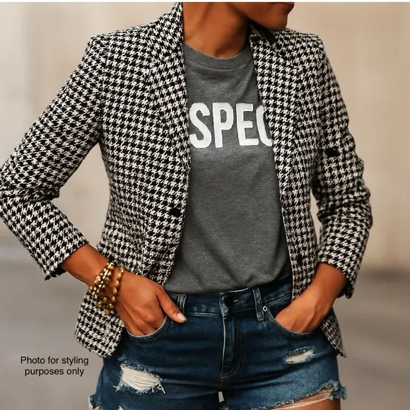 Ralph Lauren Black Label Blazer, 100% Silk Houndstooth Pattern Quiet Luxury