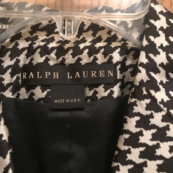 Ralph Lauren Black Label Blazer, 100% Silk Houndstooth Pattern Quiet Luxury