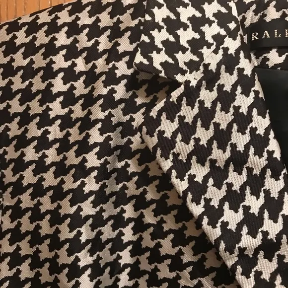 Ralph Lauren Black Label Blazer, 100% Silk Houndstooth Pattern Quiet Luxury