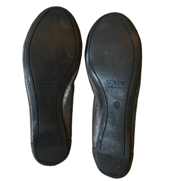 Rare J. Crew Two Toned Metallic Pewter Suede Leather Ballet Flats - 8