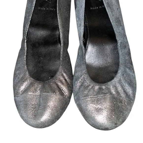 Rare J. Crew Two Toned Metallic Pewter Suede Leather Ballet Flats - 8