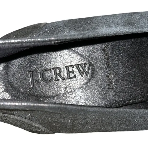 Rare J. Crew Two Toned Metallic Pewter Suede Leather Ballet Flats - 8