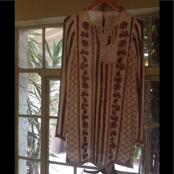 RARE Rahi cali romance riders BOHO beaded  shift dress